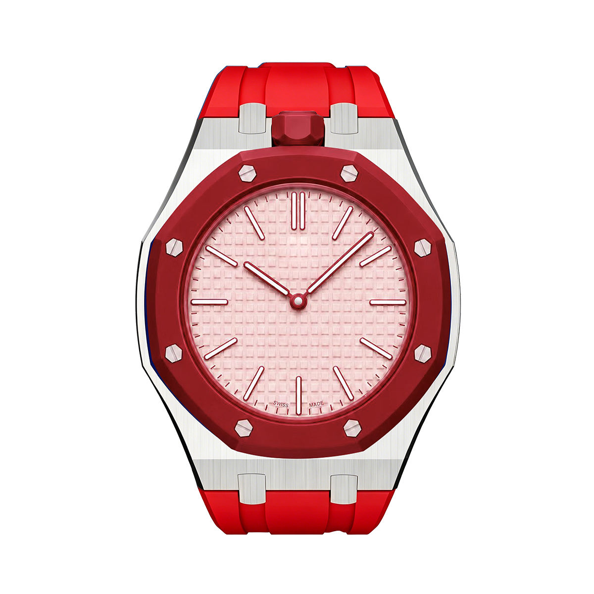 Oak Pop Orange-Red Steel Silicone Strap