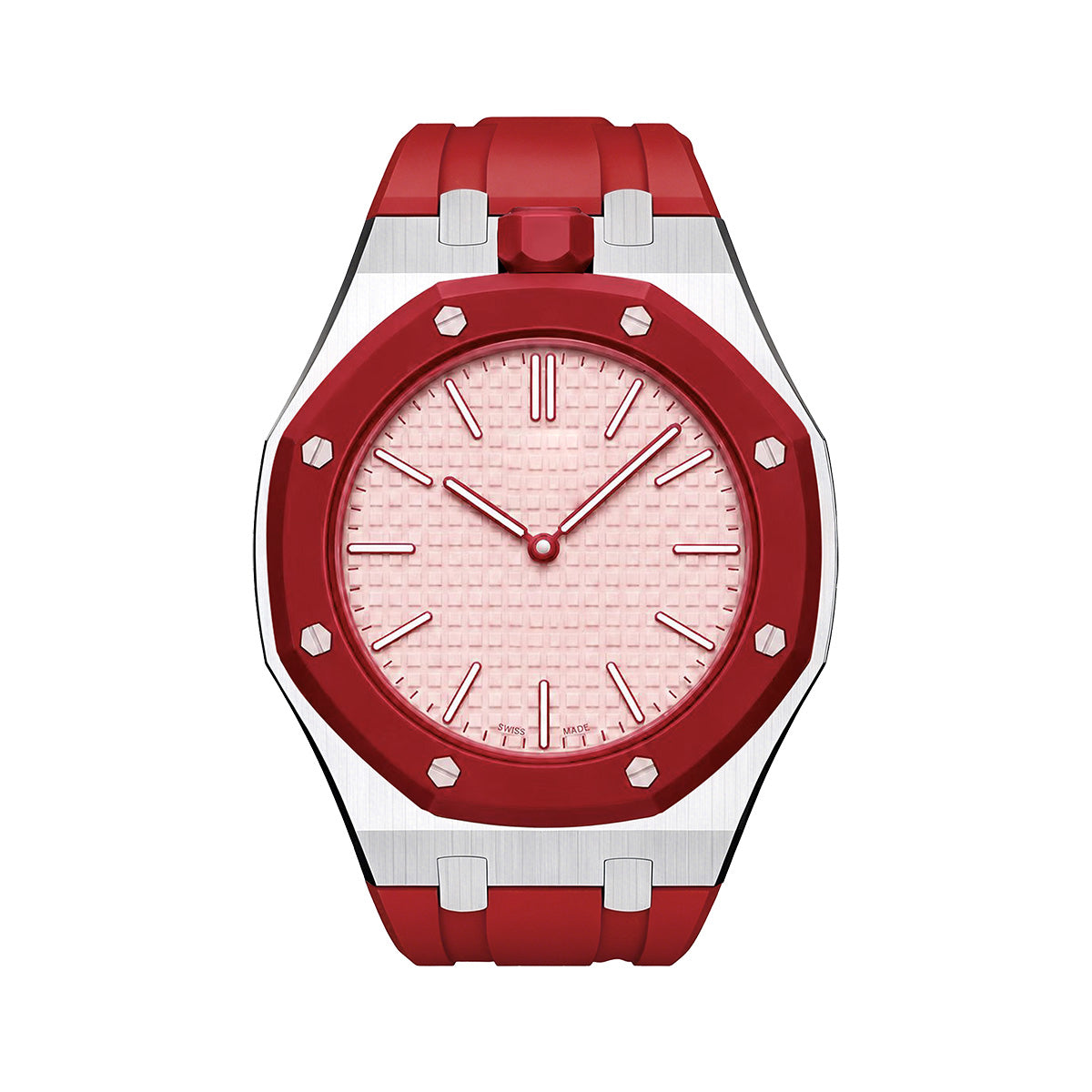 Oak Pop Red Steel Silicone Strap