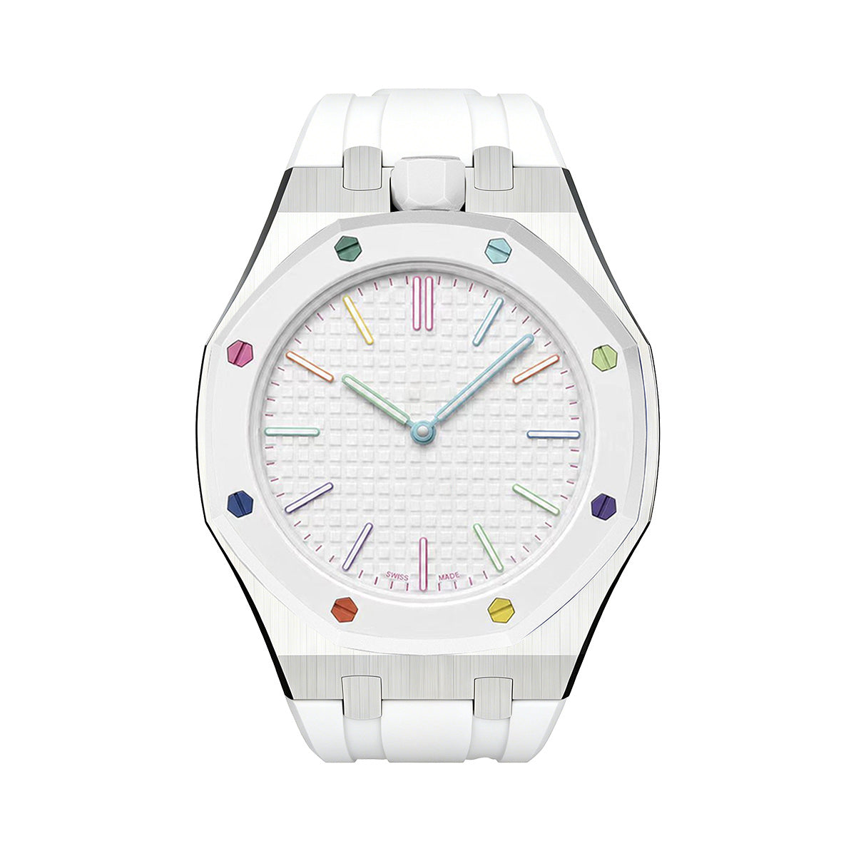 Oak Pop White Steel Silicone Strap