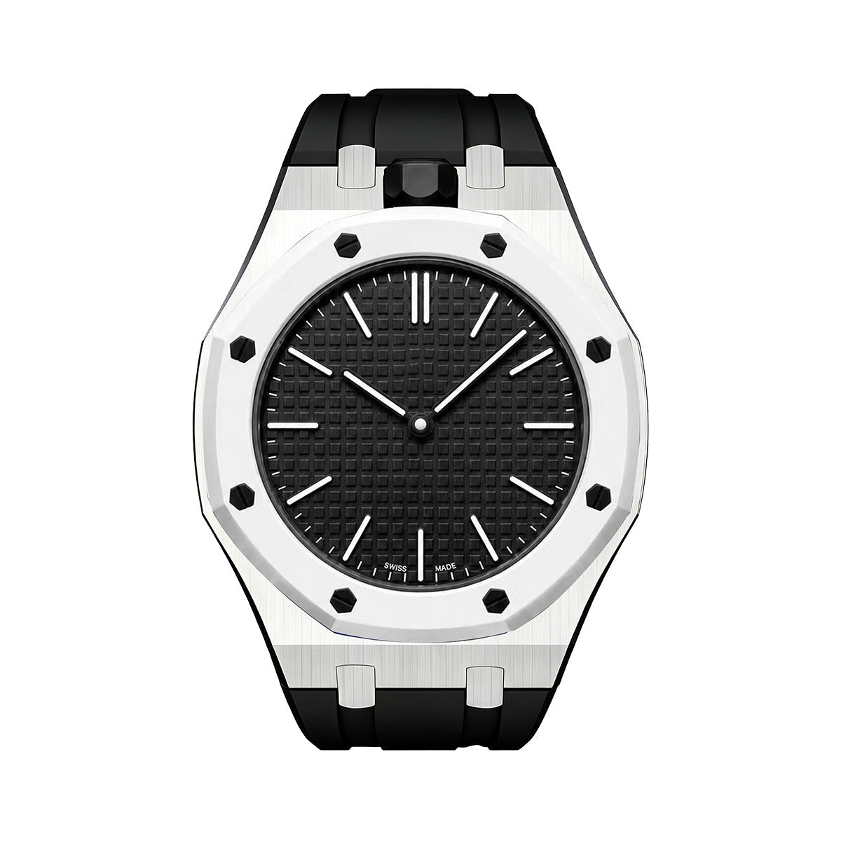 Oak Pop Black Steel Silicone Strap