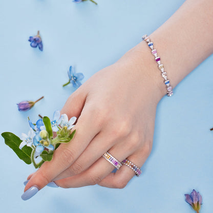 [Everoly JW]Dainty Kaleidoscopic Emerald Cut Daily Ring