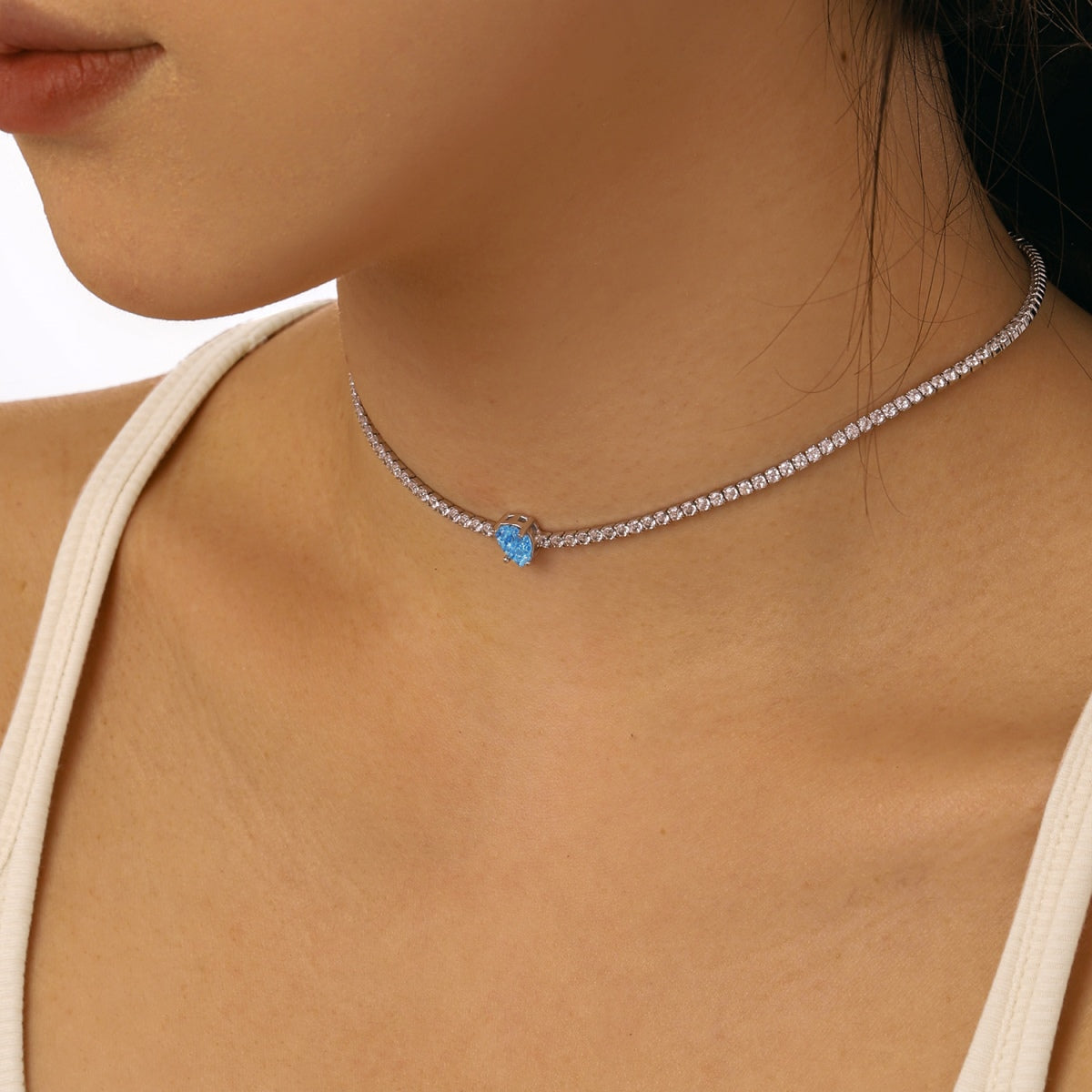 [Everoly JW]1.0 carat Unique Pear Cut Tennis Necklace
