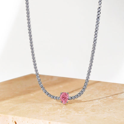 [Everoly JW]1.0 carat Unique Pear Cut Tennis Necklace
