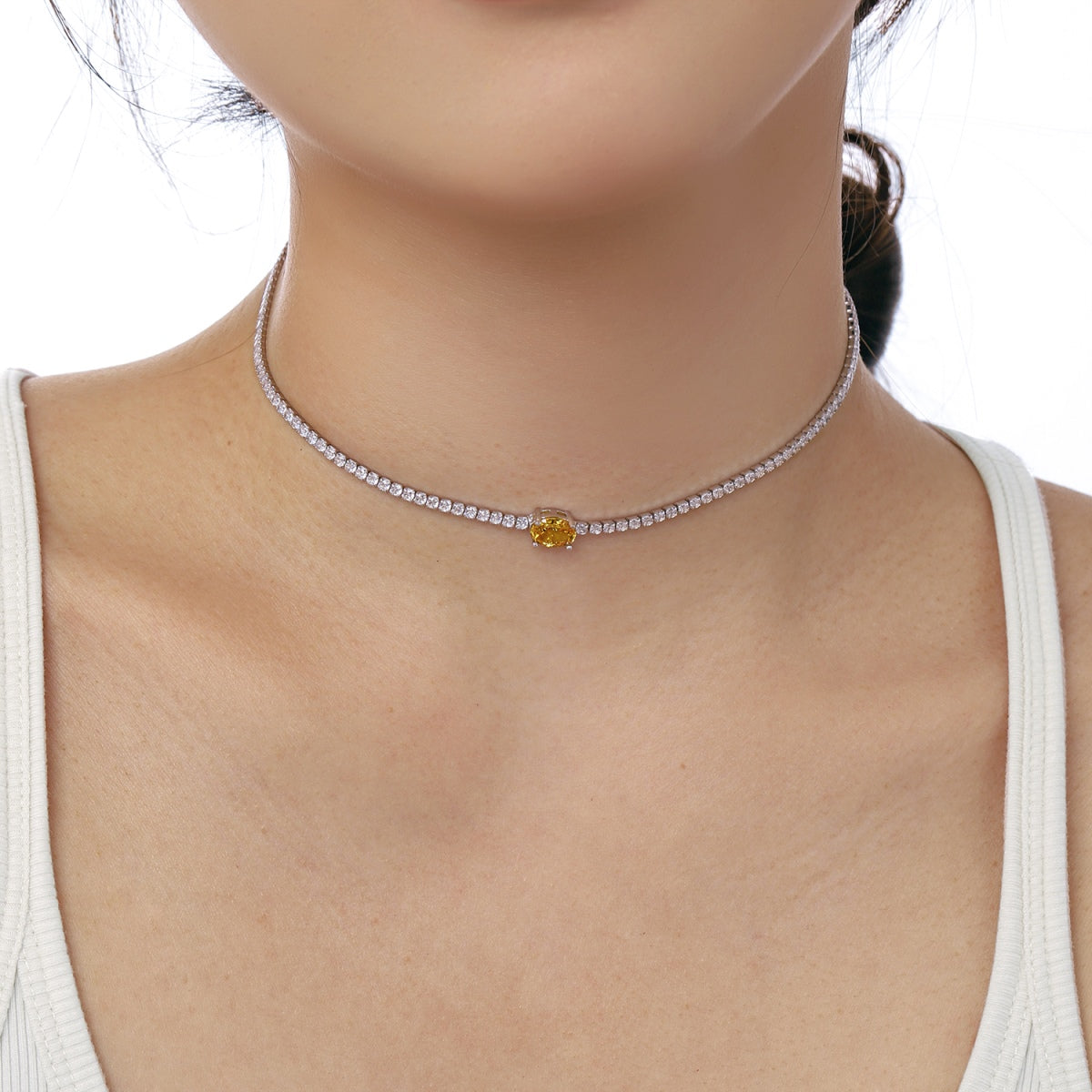 [Everoly JW]1.0 Carat Shining Oval Cut Necklace
