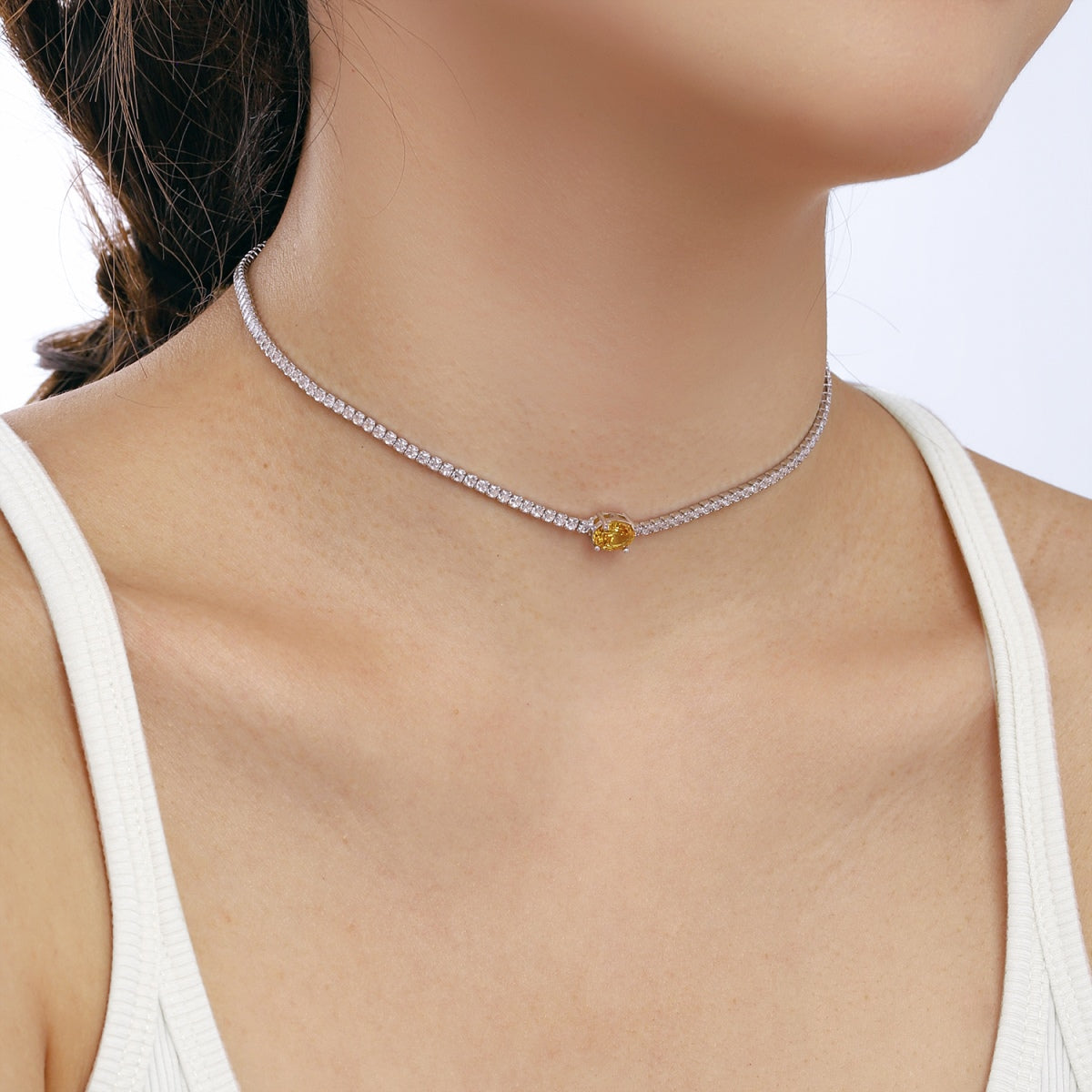 [Everoly JW]1.0 Carat Shining Oval Cut Necklace