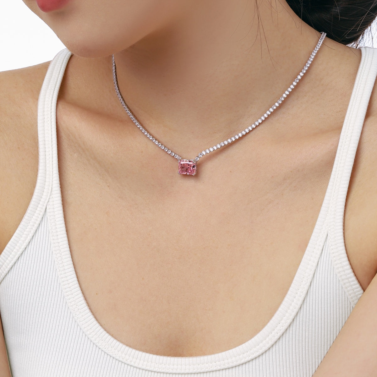[Everoly JW]4.0 Carat Elegant Radiant Cut Necklace