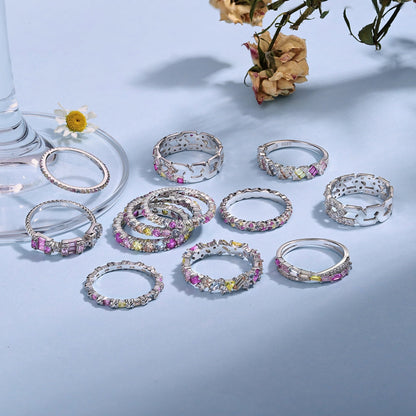 [Everoly JW]Dazzling Polychromatic Multi cut Daily Ring