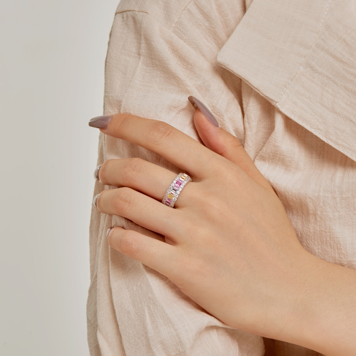 [Everoly JW]Dainty Colorful Radiant Cut Daily Ring
