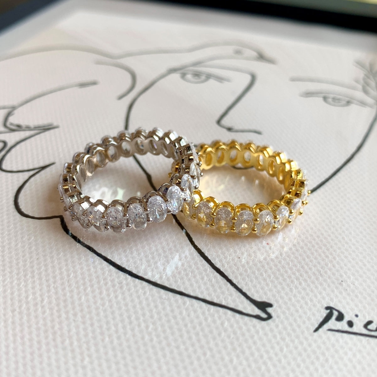 [Everoly JW]Ornate Oval Cut Tennis Ring