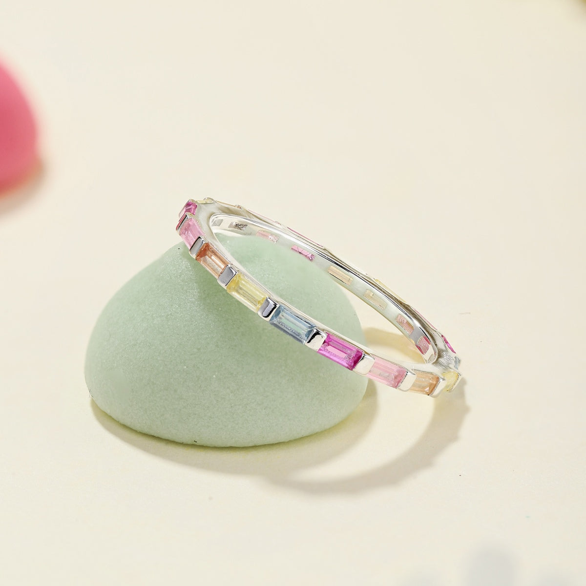 [Everoly JW]Exquisite Multicolored Emerald Cut Daily Ring