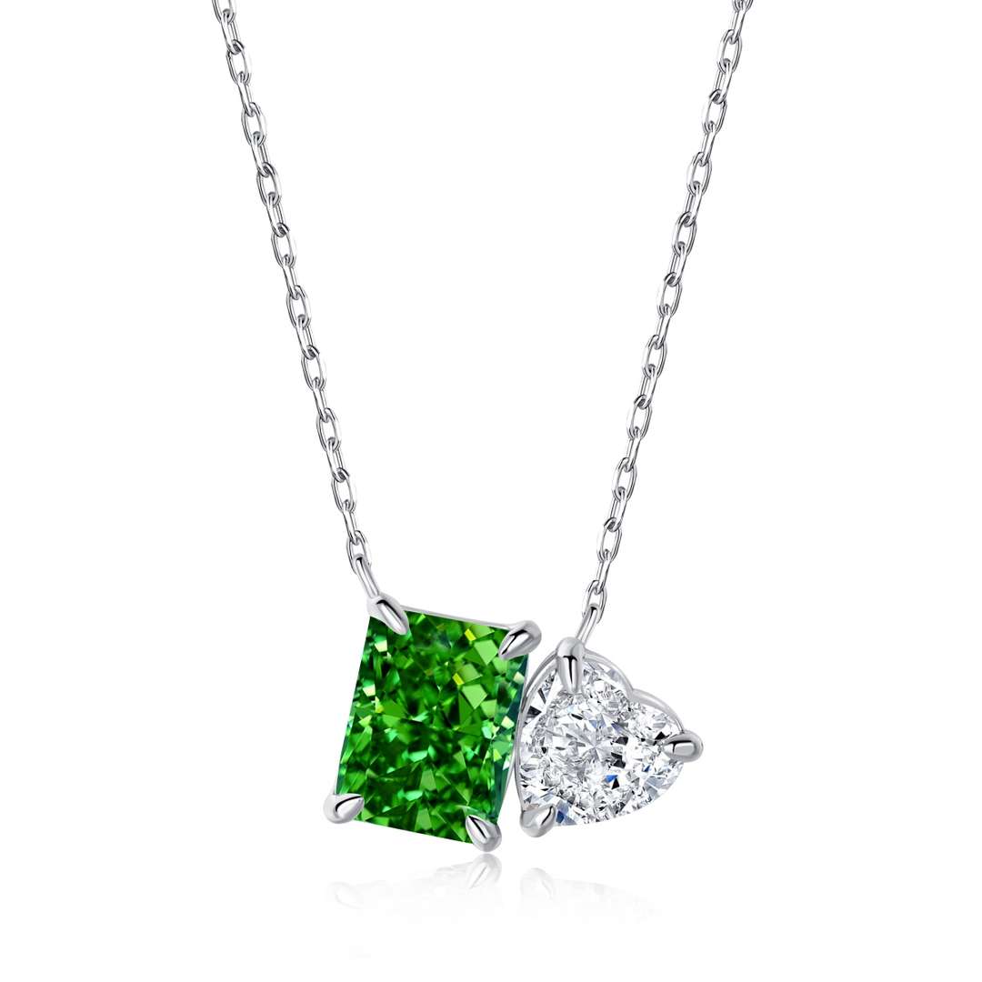 [Everoly JW]Dazzling Square & Heart Shape Necklace