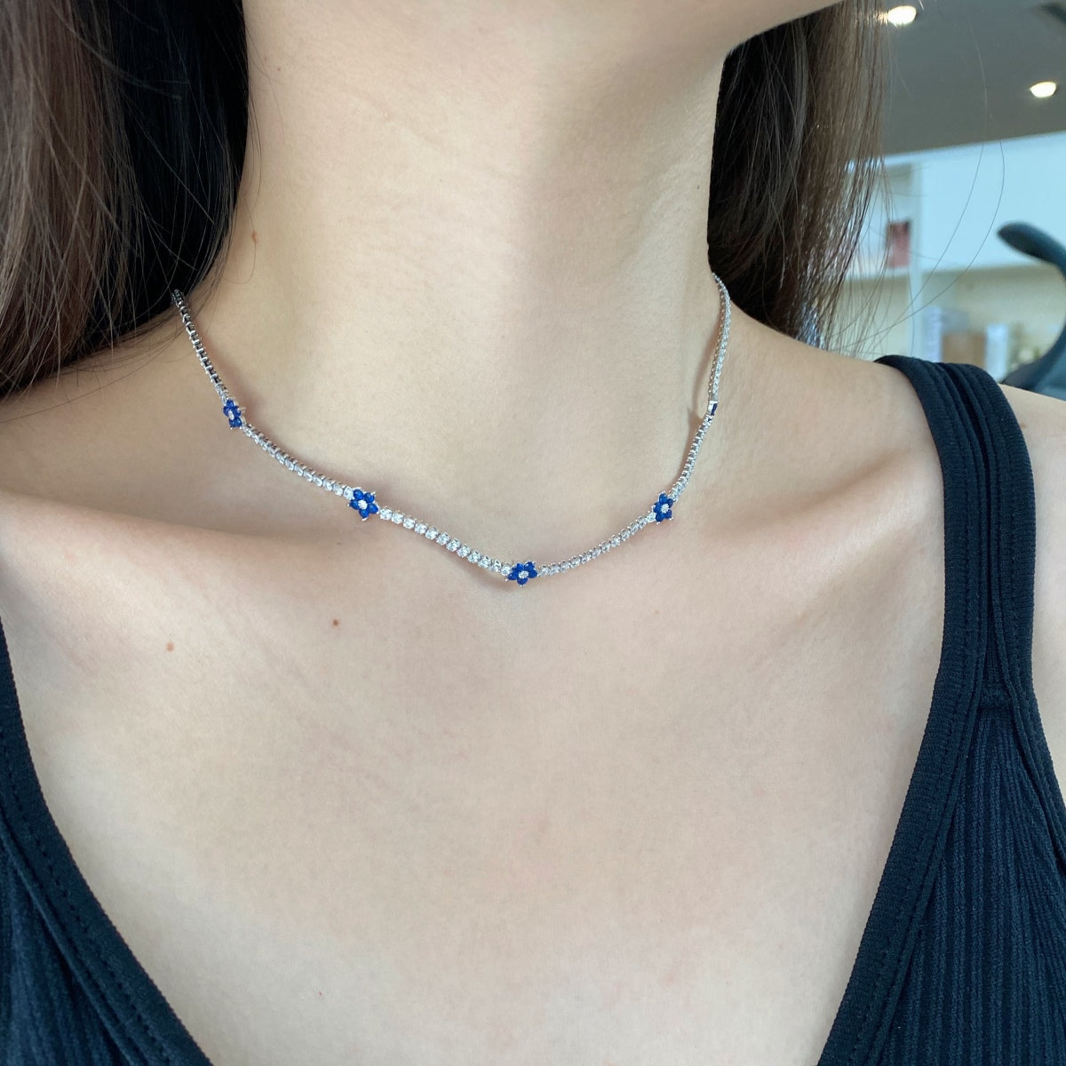 [Everoly JW]Luxurious Colorful Flower Tennis Necklace