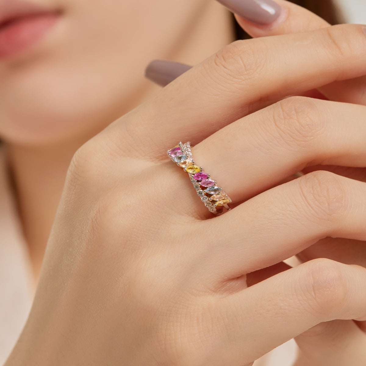 [Everoly JW]Unique Colorful Marquise Cut Daily Ring