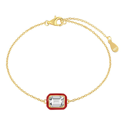 [Everoly JW]2.0 Carat Sparkling Colorful Emerald Cut Daily Bracelet