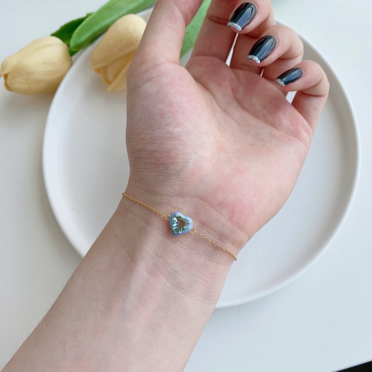 [Everoly JW]Sparkling Romantic Heart Shape Lover Bracelet