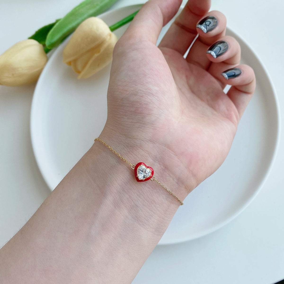 [Everoly JW]Sparkling Romantic Heart Shape Lover Bracelet