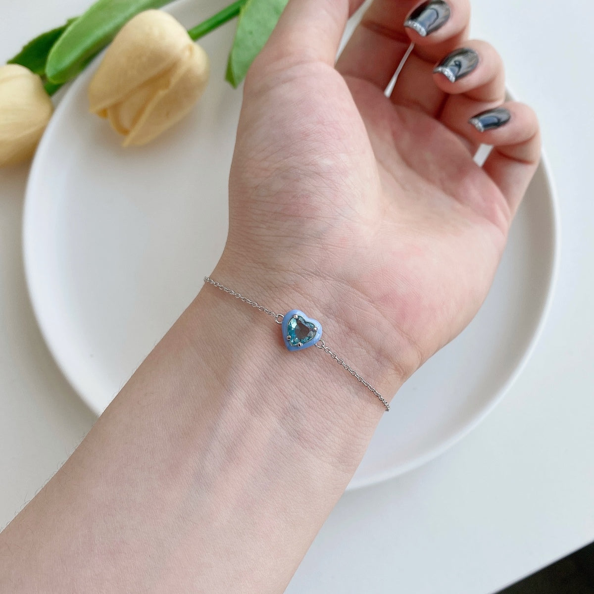 [Everoly JW]Sparkling Romantic Heart Shape Lover Bracelet