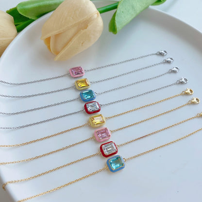 [Everoly JW]2.0 Carat Sparkling Colorful Emerald Cut Daily Bracelet