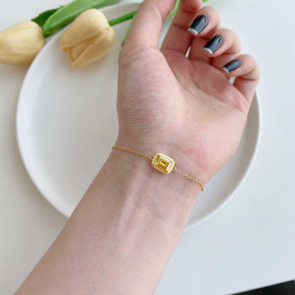 [Everoly JW]2.0 Carat Sparkling Colorful Emerald Cut Daily Bracelet
