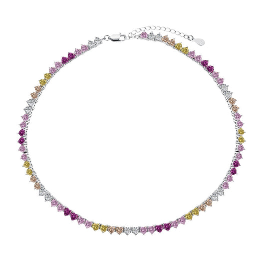 [Everoly JW]Sparkling Colorful Full Heart Tennis Necklace