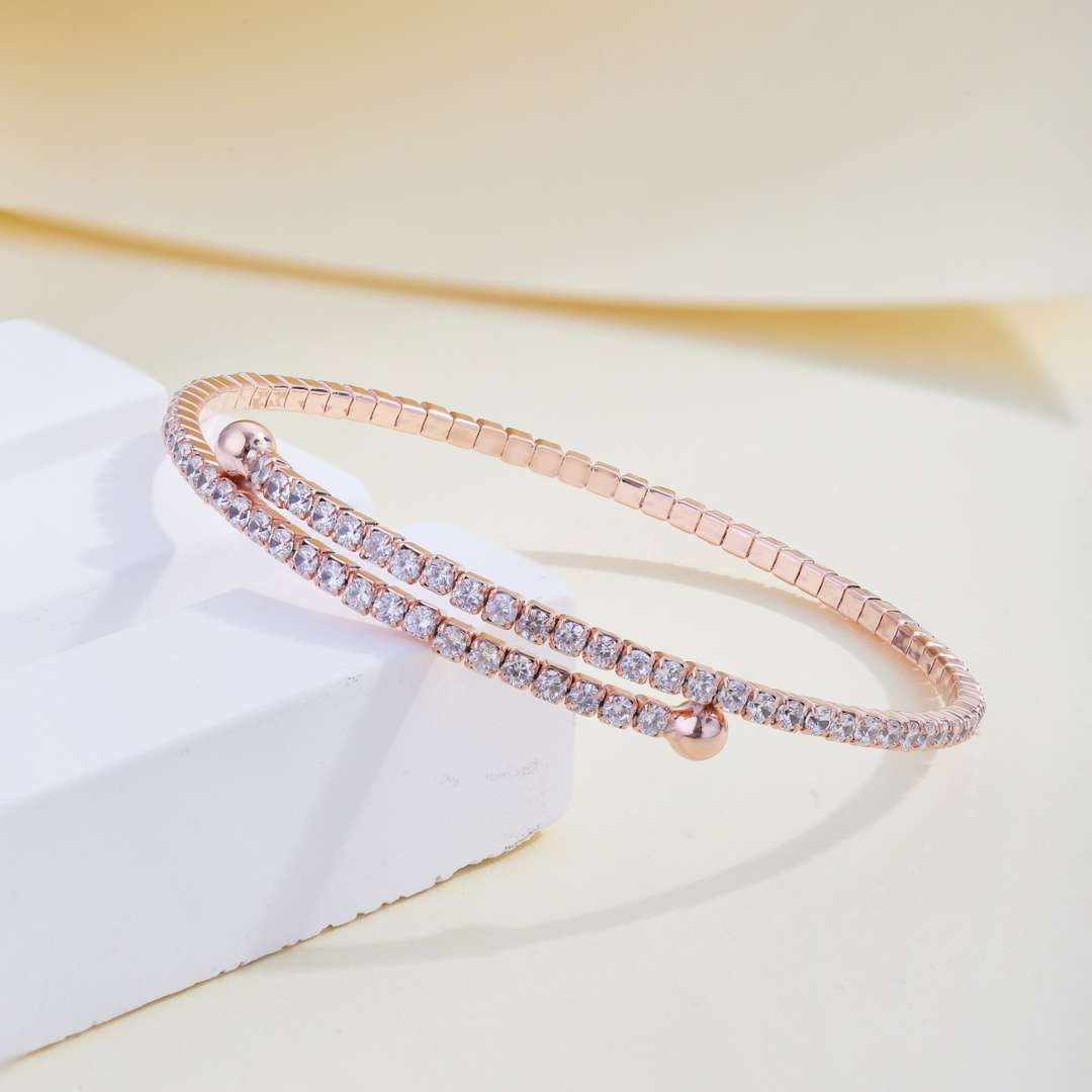 [Everoly JW]Row of Diamonds Round Fashion Bracelet