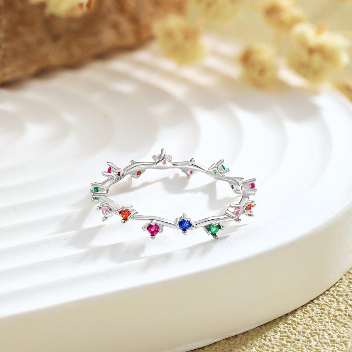 [Everoly JW]Radiant Colorful Round Cut Daily Ring