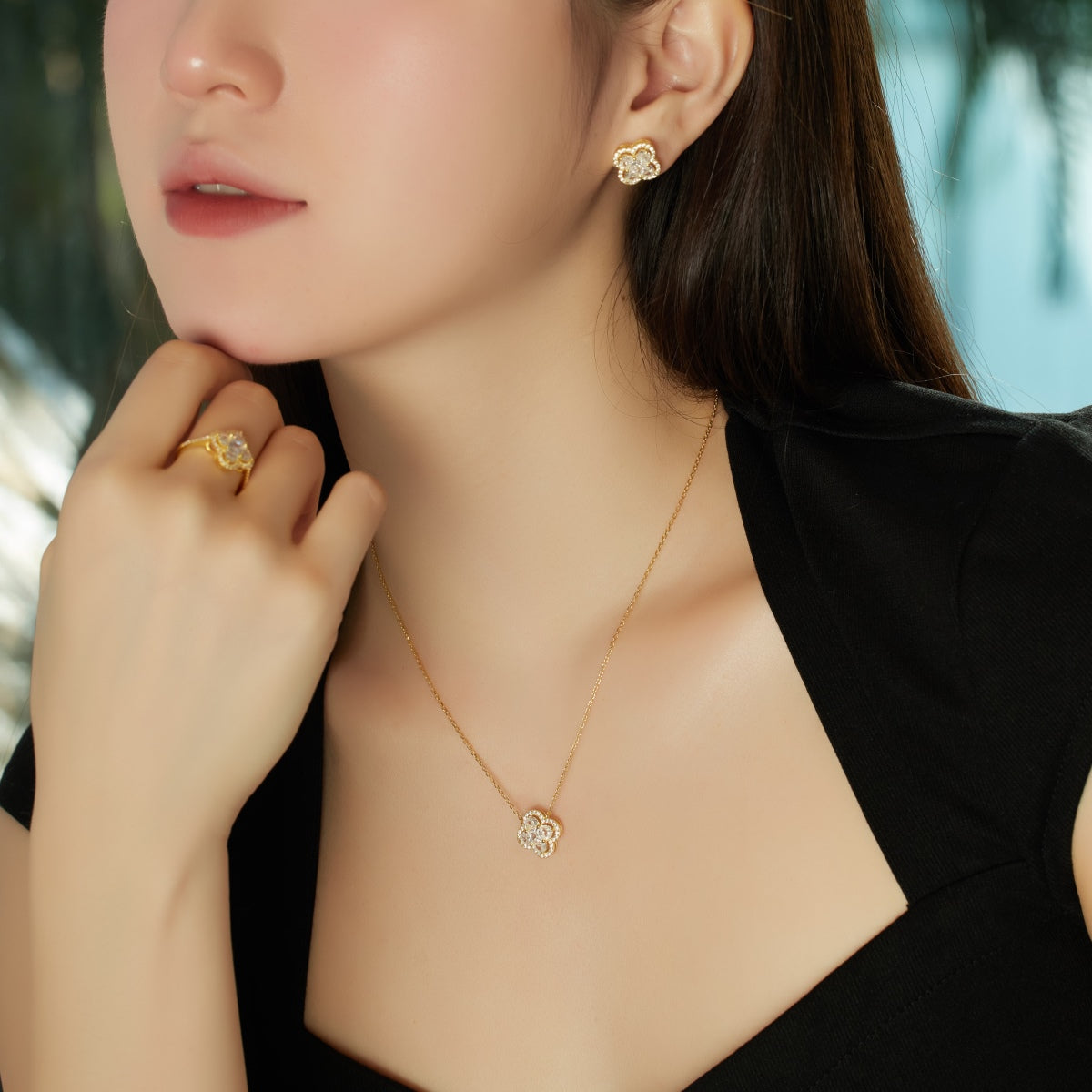 [Everoly JW]Lucky Four-Leaf Clover Exquisite Earrings