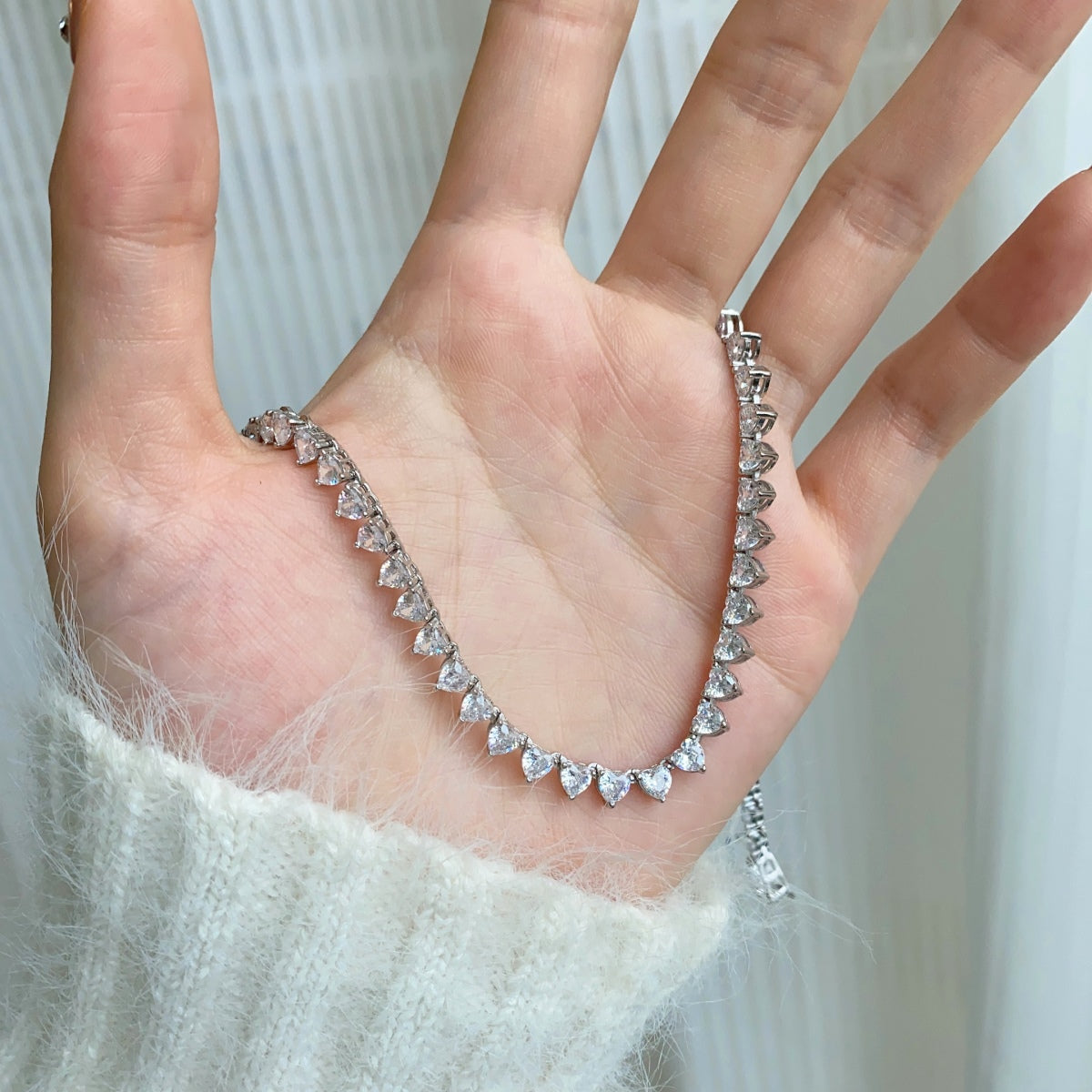 [Everoly JW]Ornate Heart Cut Tennis Necklace