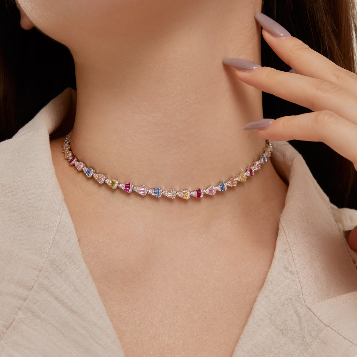 [Everoly JW]Radiant Colorful Rainbow Necklace