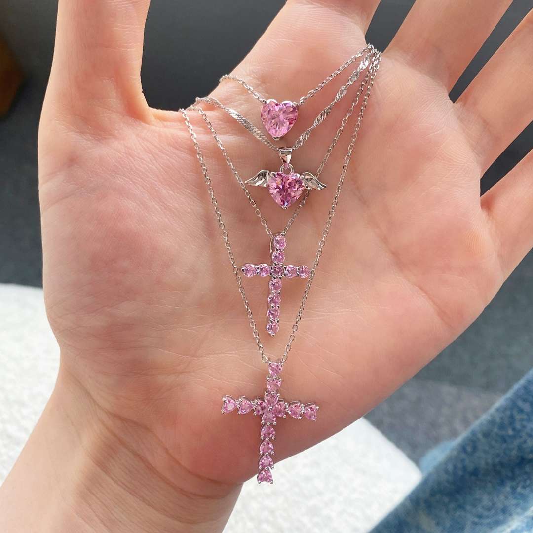 [Everoly JW]Heart Shape Main Stone Pendant Collarbone Necklace