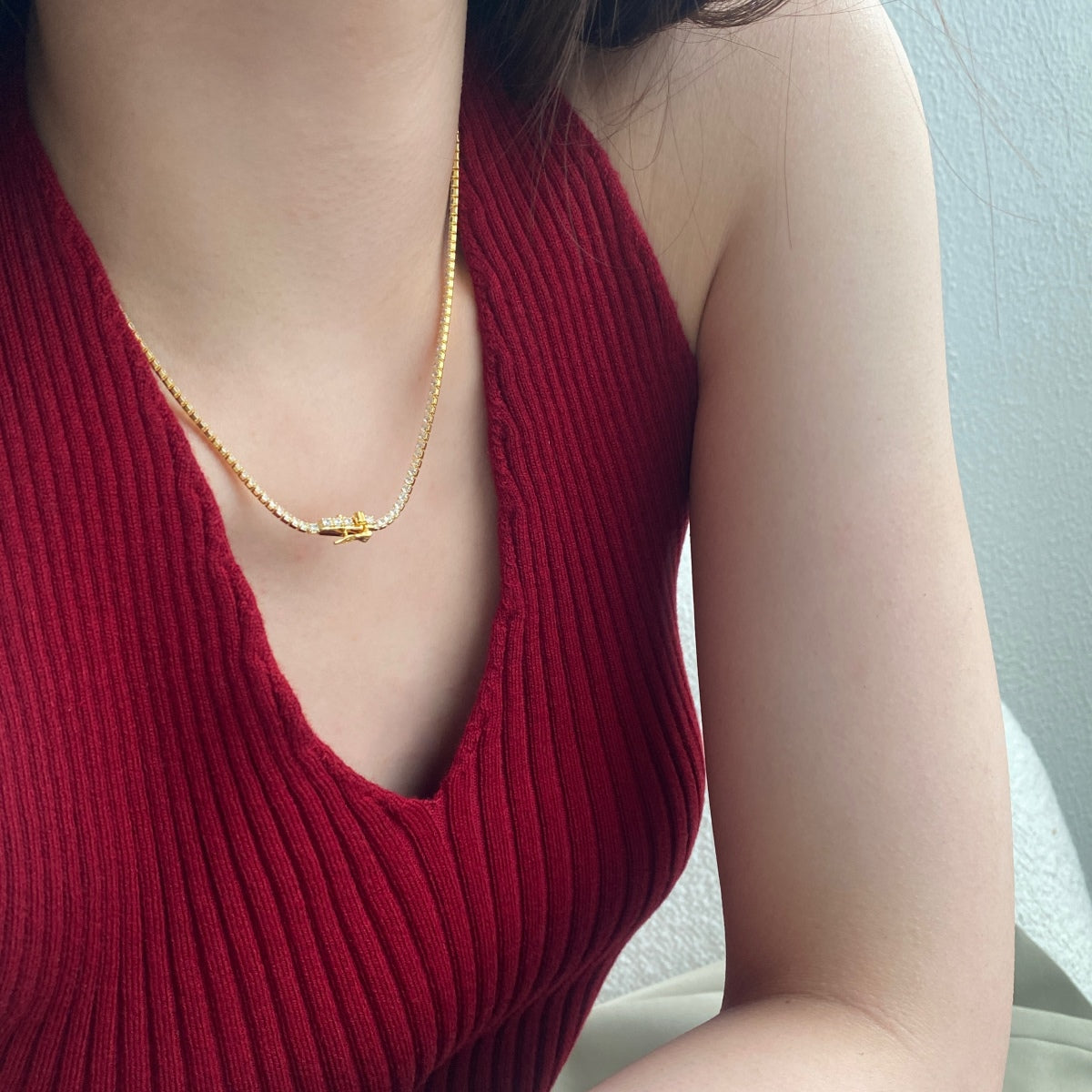 [Everoly JW]Delicate Round Shape Tennis Necklace
