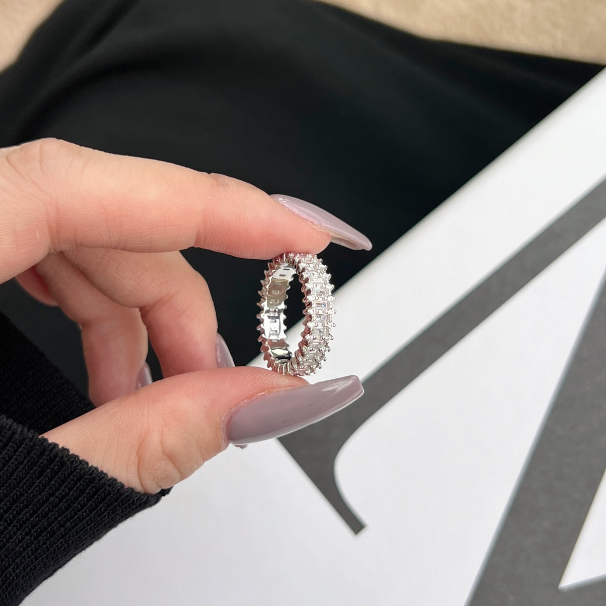 [Everoly JW]Splashy Ornate Emerald Cut Cocktail Ring