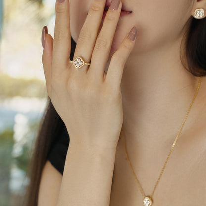 [Everoly JW]Four Leaf Clover Flower Design Ring