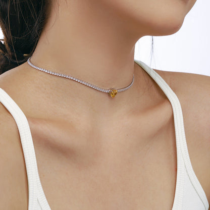 [Everoly JW]2.0 Carat Sparkling Tennis Heart Cut Necklace