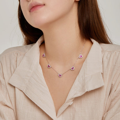 [Everoly JW]Sparkling Five Heart Necklace