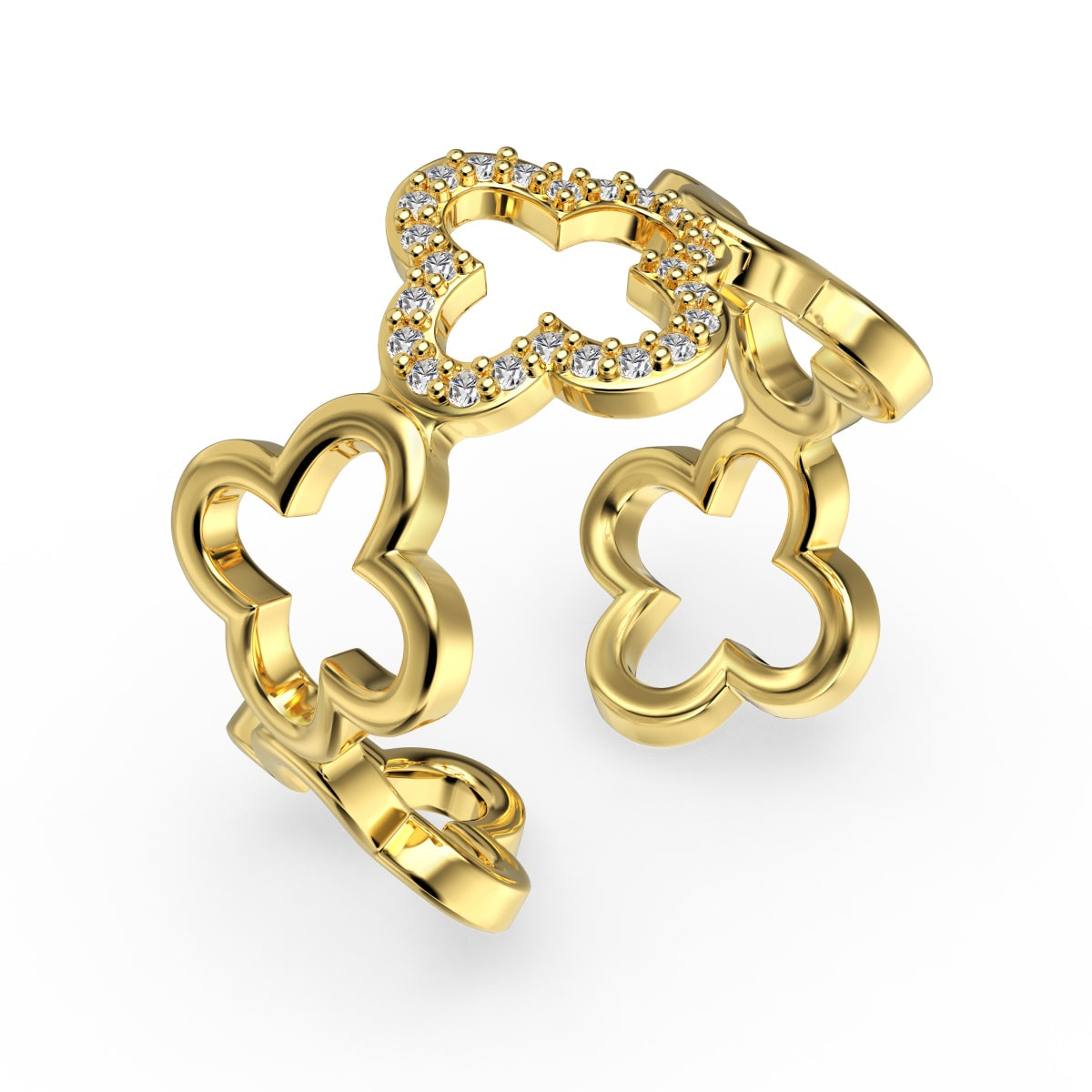 [Everoly JW]Hollow Design Four-Leaf Clover Flower Shape Ring