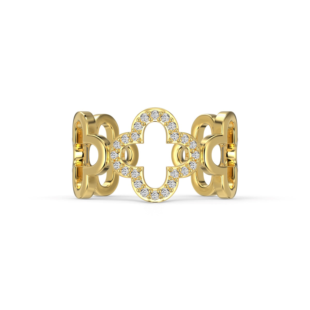 [Everoly JW]Hollow Design Four-Leaf Clover Flower Shape Ring