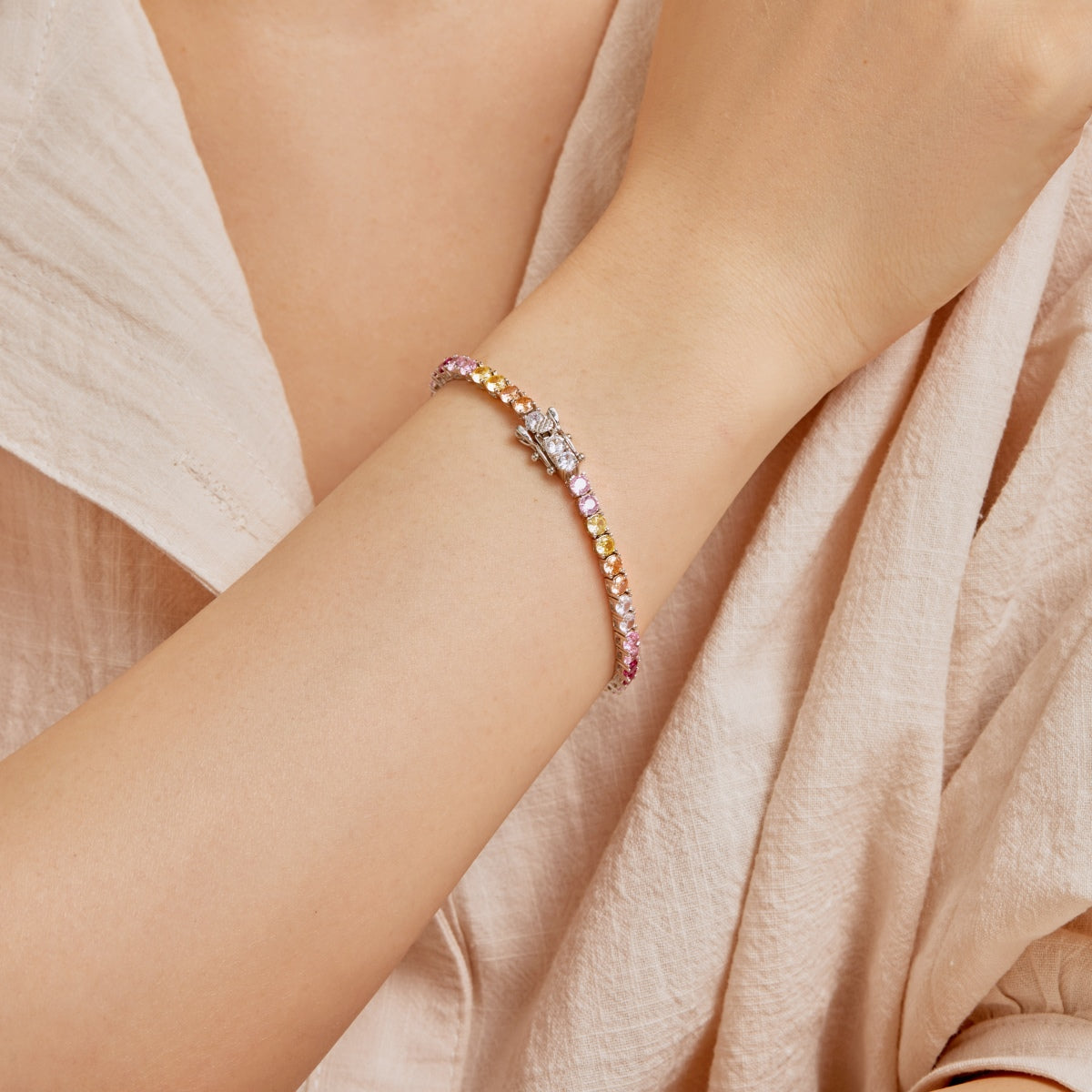 [Everoly JW]Radiant Colorful Round Cut Tennis Bracelet
