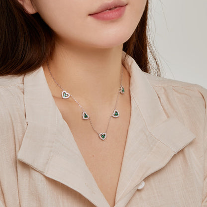 [Everoly JW]Sparkling Five Heart Necklace