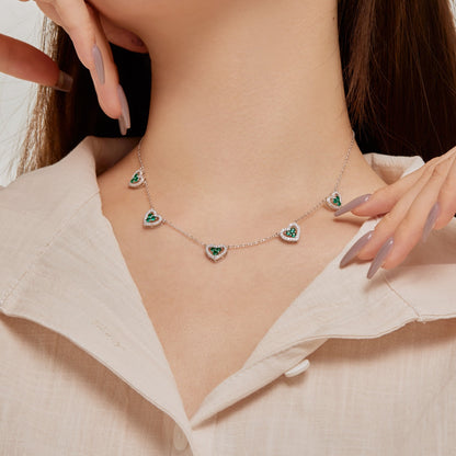 [Everoly JW]Sparkling Five Heart Necklace