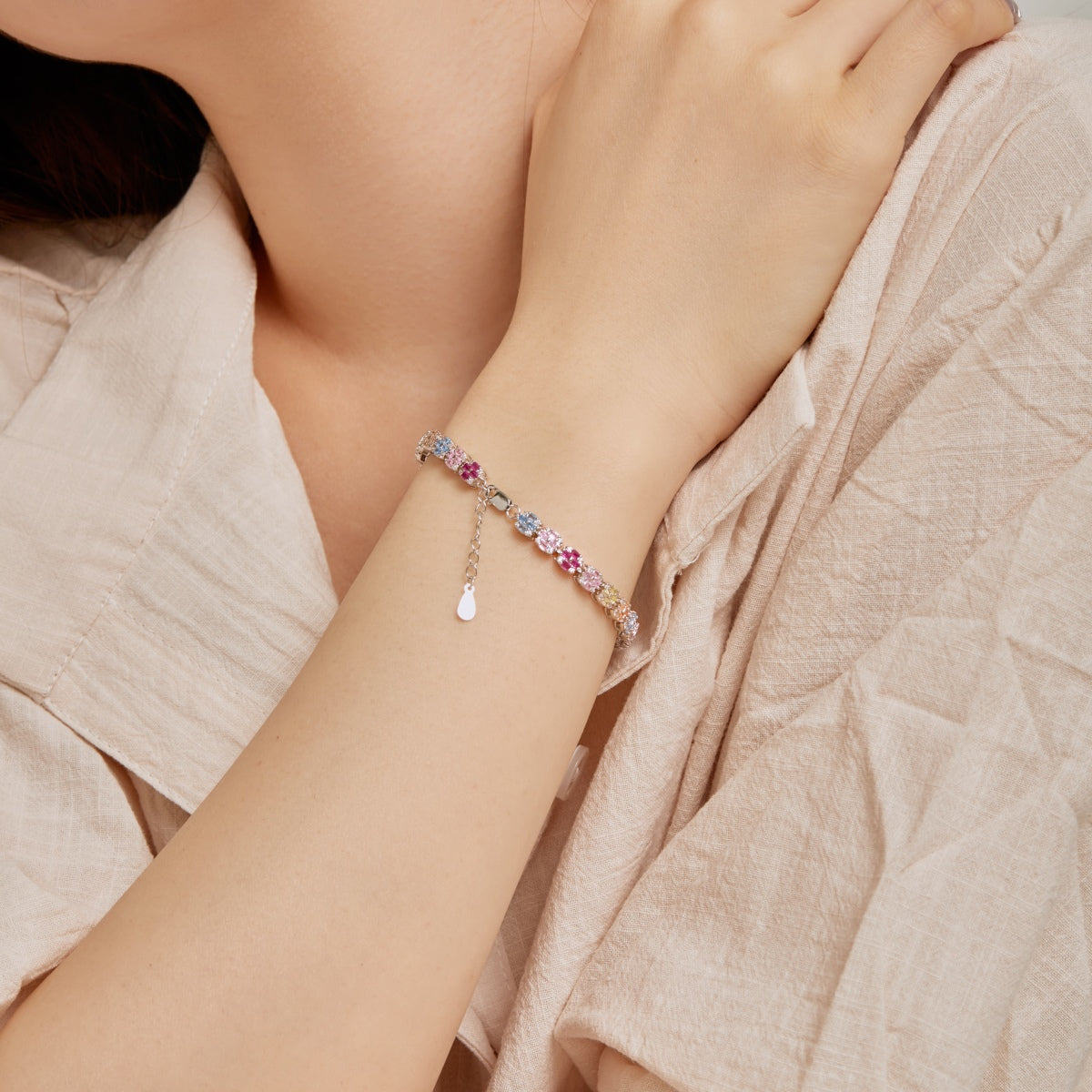 [Everoly JW]Delicate Colorful Emerald Cut Daily Bracelet