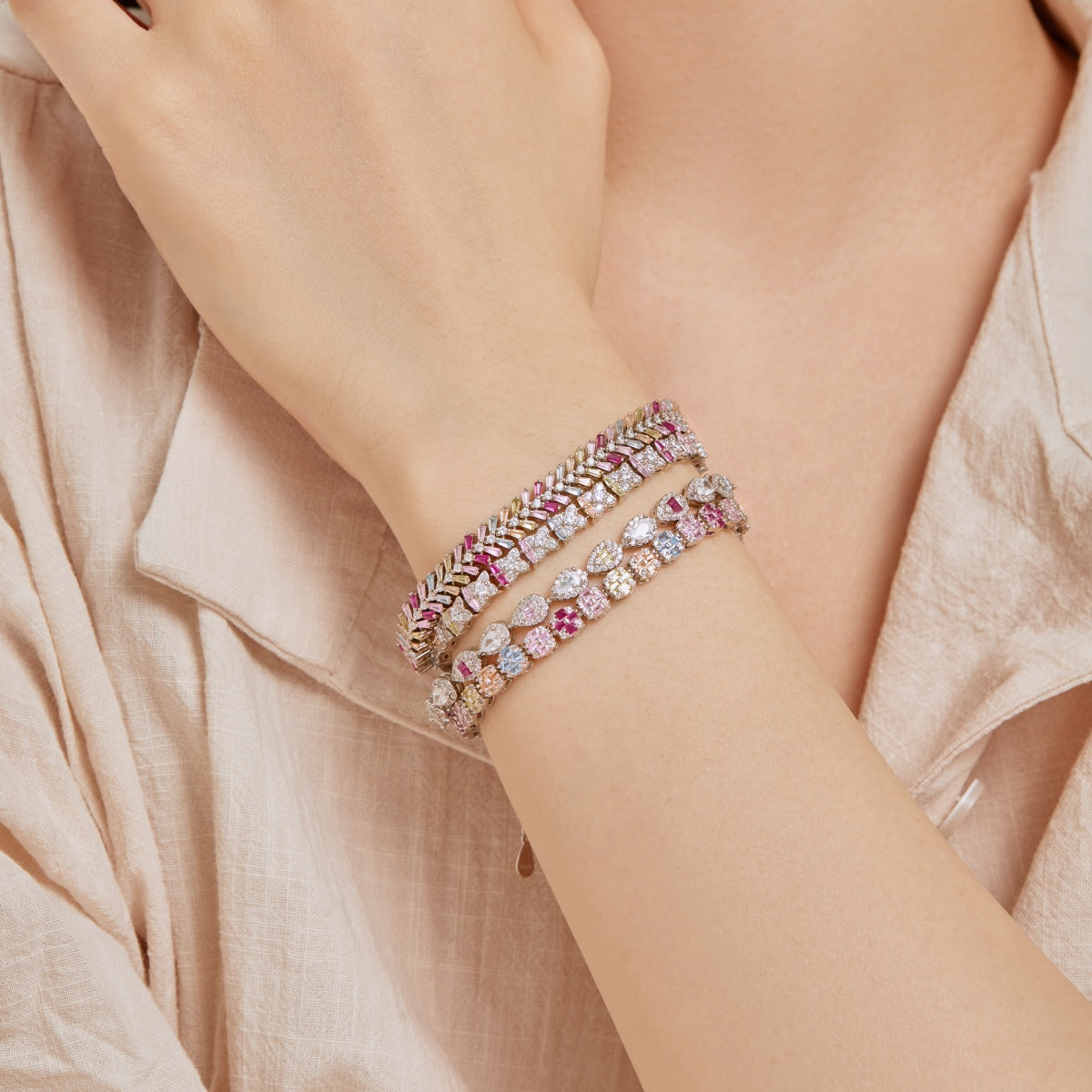 [Everoly JW]0.25 Carat Radiant Water Drop Shape Daily Bracelet