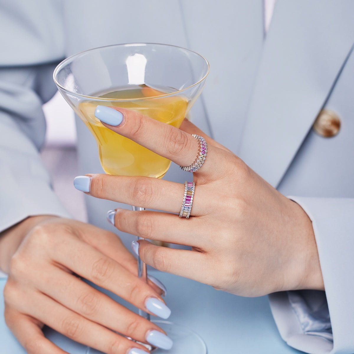 [Everoly JW]Splashy Ornate Emerald Cut Cocktail Ring