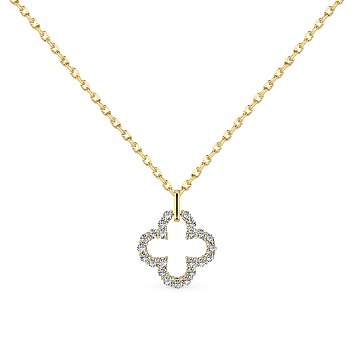 [Everoly JW]Four-Leaf Clover Hollow Design Exquisite Necklace