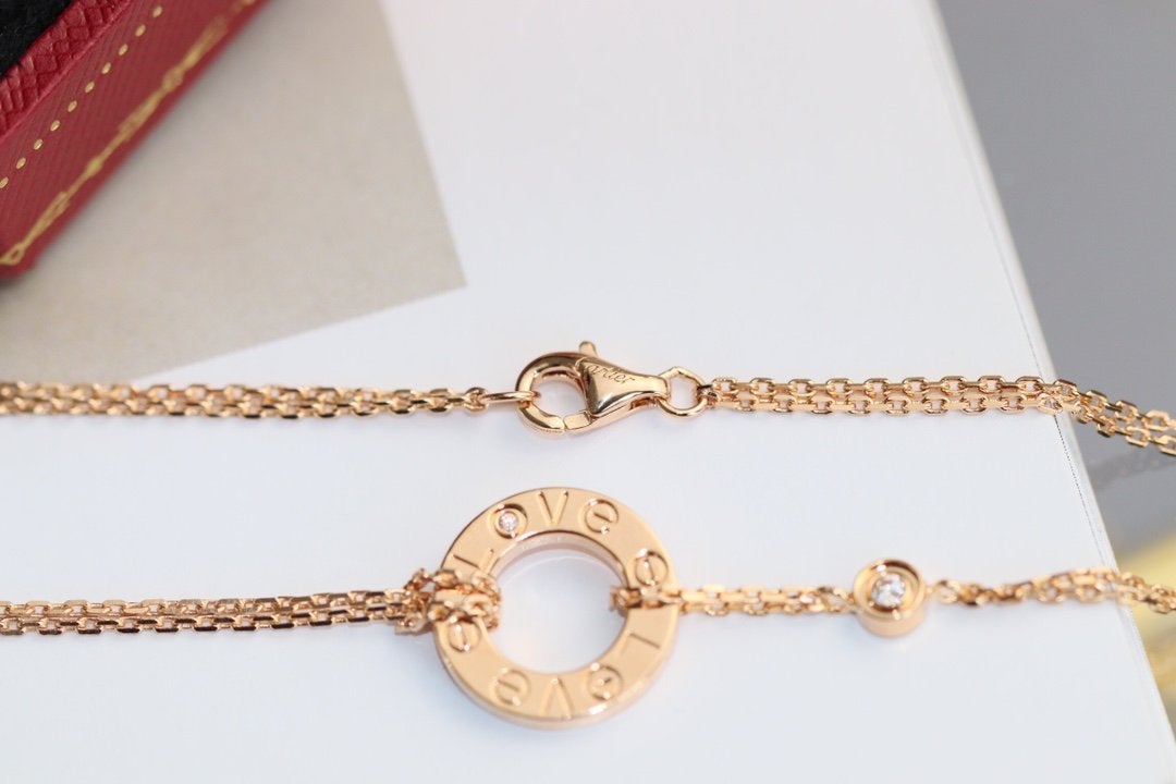 [Everoly JW] LIEBESHALSKETTE VERSTELLBAR ROSÉGOLD 2 DIAMANT 