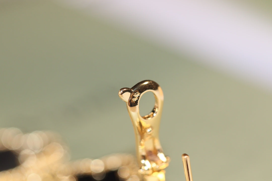 [Everoly JW]CLOVER EARRINGS GOLD ONYX MOP 3 MOTIF