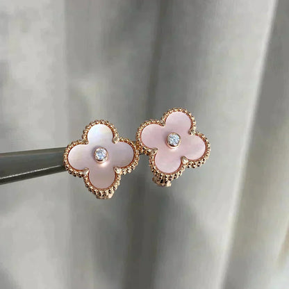 [Everoly JW]CLOVER MEDIUM 1 MOTIFS PINK MOP DIAMOND OHRRINGE