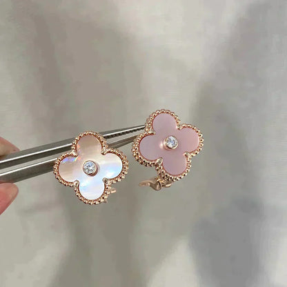 [Everoly JW]CLOVER MEDIUM 1 MOTIFS PINK MOP DIAMOND OHRRINGE