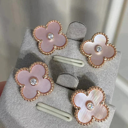 [Everoly JW]CLOVER MEDIUM 1 MOTIFS PINK MOP DIAMOND OHRRINGE