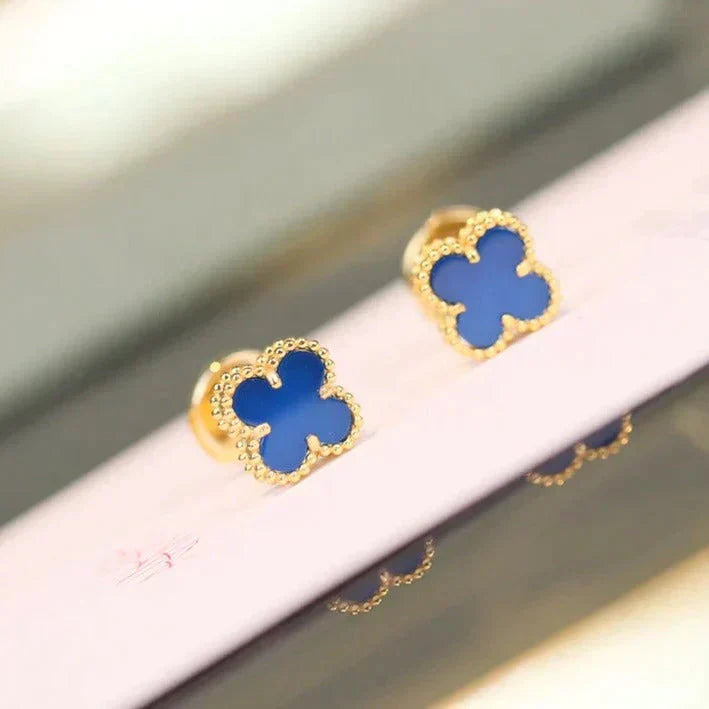 [Everoly JW]クローバー ミニ 9.5mm ターコイズ イヤリング
